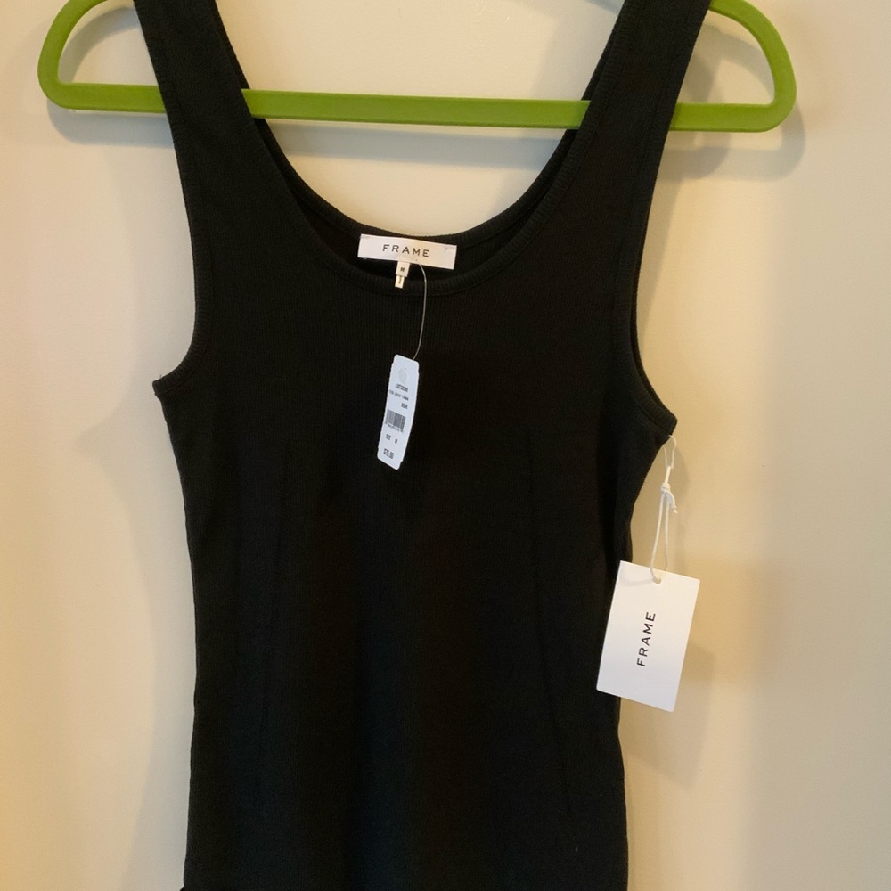 Frame Denim Black Fitted Sleeveless Tank Top